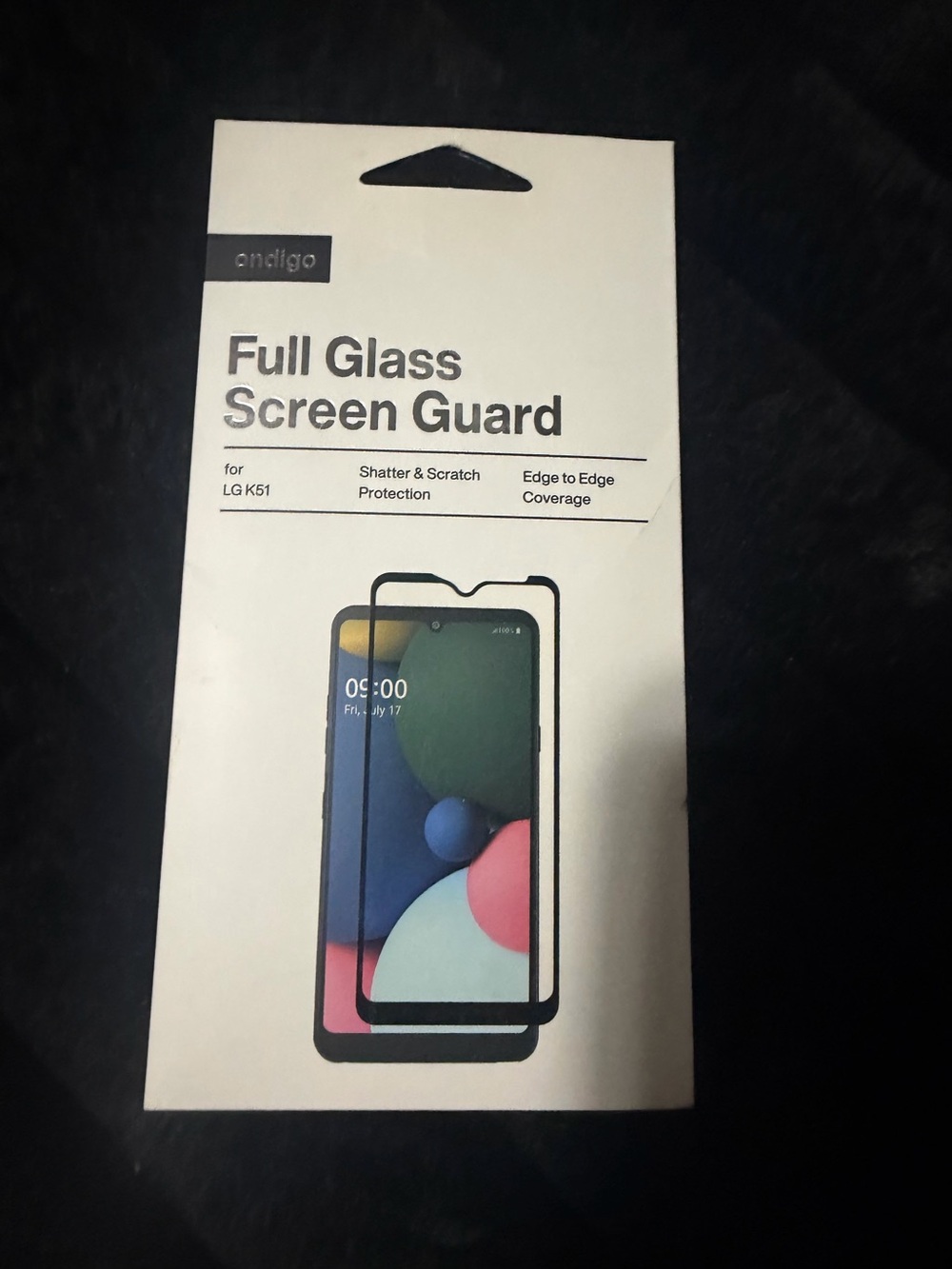 Ondigo full glass screen guard for the LG K51 smartphone